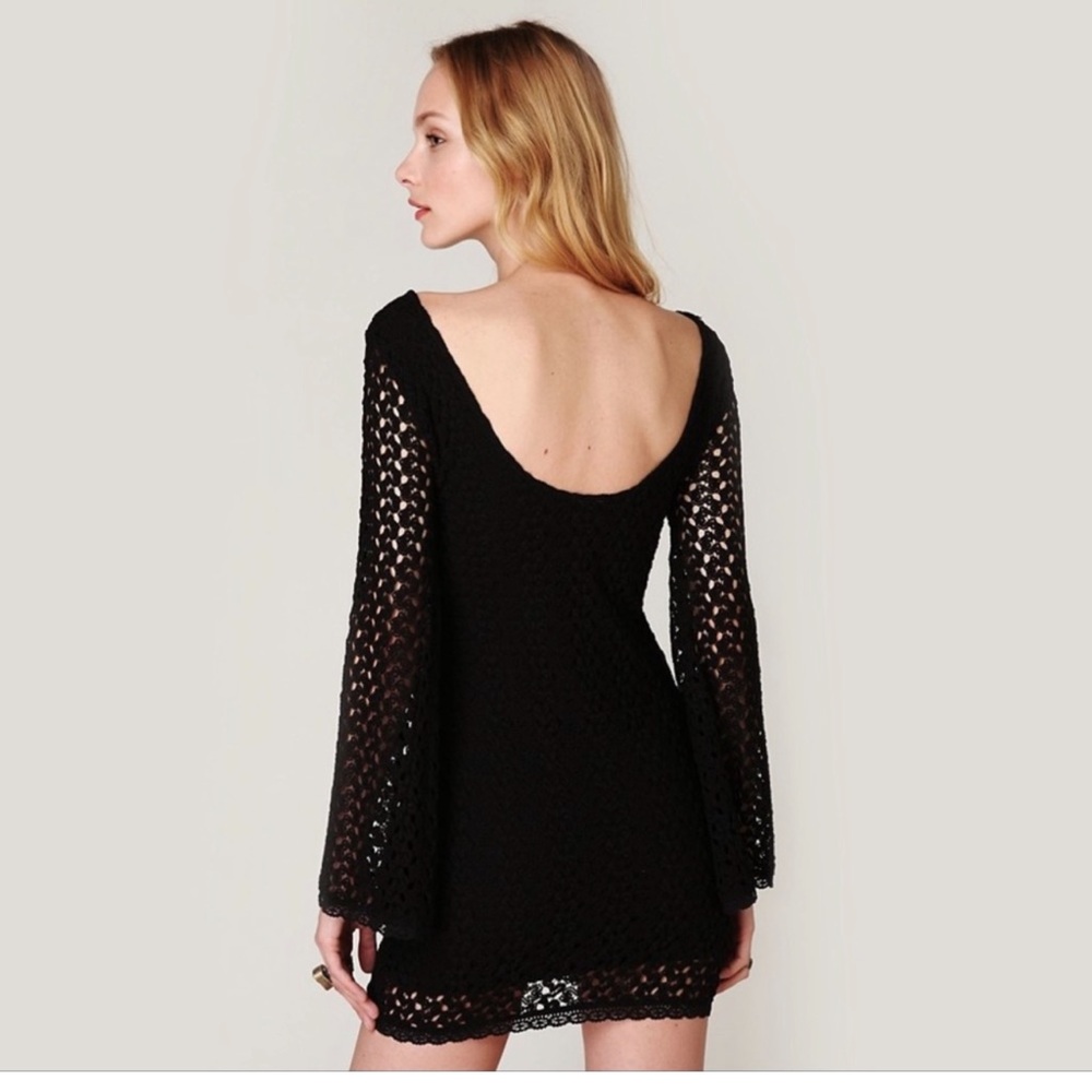 Elegant Black Crochet Dress by free people xs